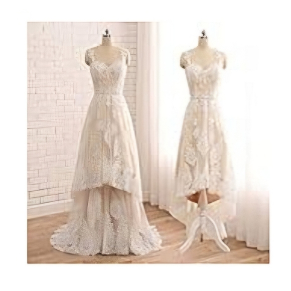 Dresses & Skirts - Gorgeous White High Low Wedding Dress Brand New Beautiful Lace and Beading